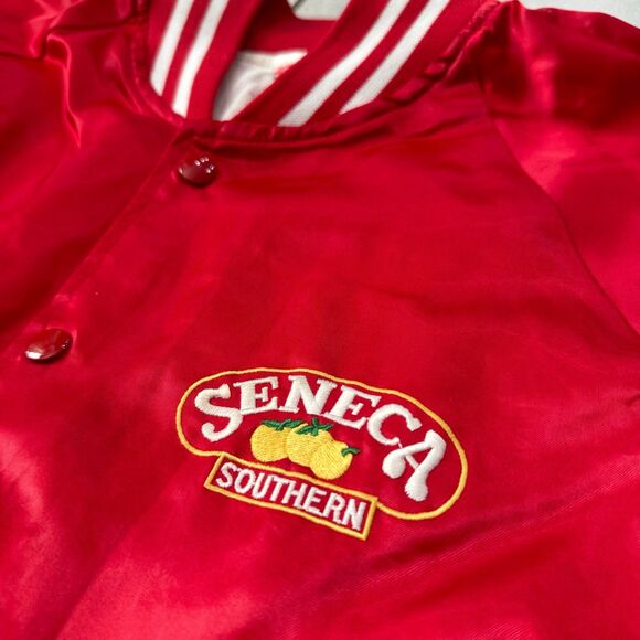Vintage 80s Seneca Southern Streetwear Size L Spell Out Satin Bomber Jacket USA - Picture 3 of 7